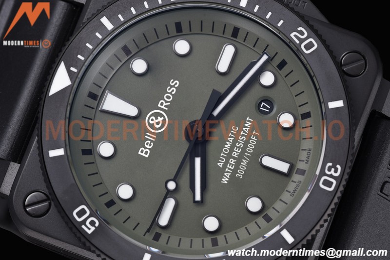 Bell & Ross - BR03-92 Diver Full Lum 42mm DLC/RU Green BRF A2824