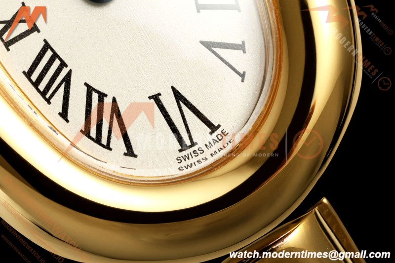 Cartier - Baignoire Ladies 24.6mm YG/YG White Roman Size 15 BLSF Swiss Quartz