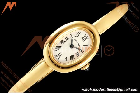 Cartier - Baignoire Ladies 24.6mm YG/YG White Roman Size 17 BLSF Swiss Quartz