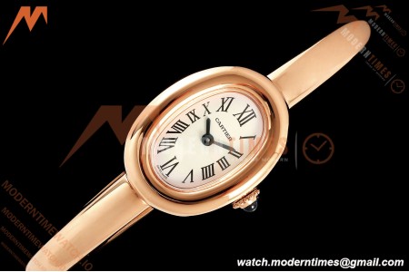 Cartier - Baignoire Ladies 24.6mm RG/RG White Roman Size 16 BLSF Swiss Quartz