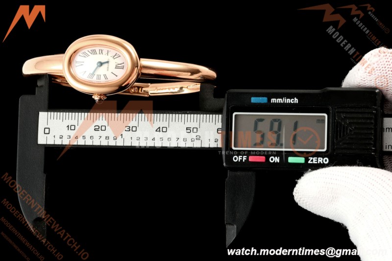 Cartier - Baignoire Ladies 24.6mm RG/RG White Roman Size 17 BLSF Swiss Quartz