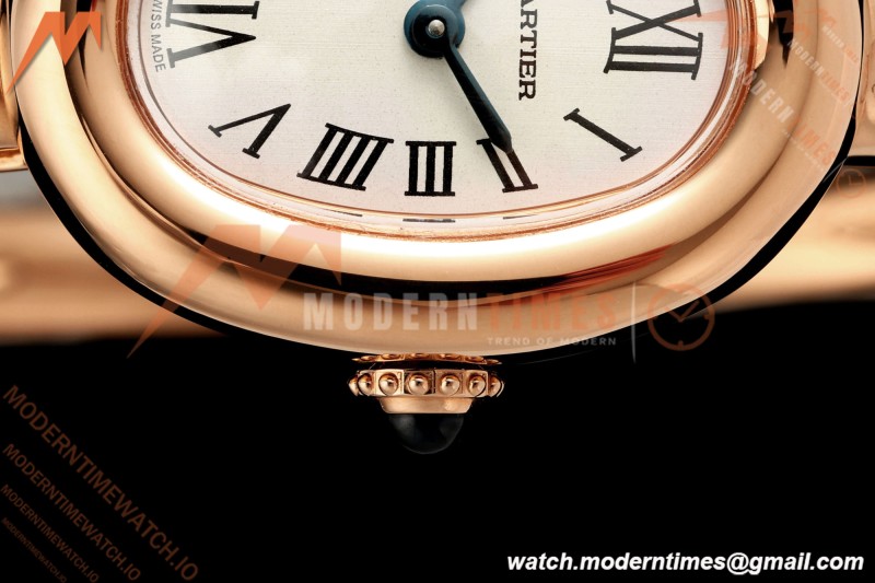 Cartier - Baignoire Ladies 24.6mm RG/RG White Roman Size 17 BLSF Swiss Quartz