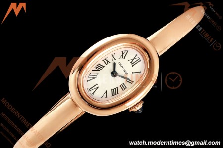 Cartier - Baignoire Ladies 24.6mm RG/RG White Roman Size 17 BLSF Swiss Quartz