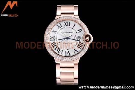 Cartier - Balion Bleu De Cartier 42mm Automatic Diamond RG/RG White GDF MY8215
