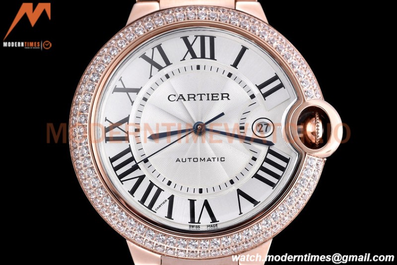 Cartier - Balion Bleu De Cartier 42mm Automatic Diamond RG/RG White GDF MY8215