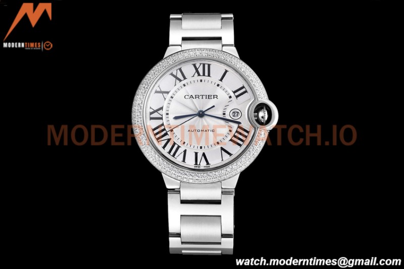 Cartier - Balion Bleu De Cartier 42mm Automatic Diamond SS/SS White GDF MY8215