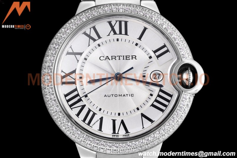 Cartier - Balion Bleu De Cartier 42mm Automatic Diamond SS/SS White GDF MY8215
