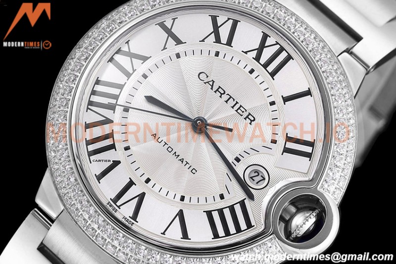 Cartier - Balion Bleu De Cartier 42mm Automatic Diamond SS/SS White GDF MY8215
