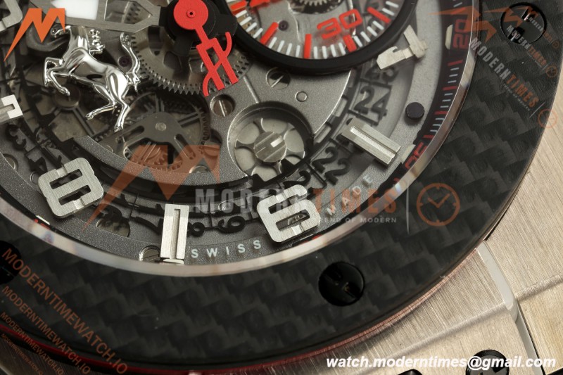 Hublot - Big Bang Ferrari Titanium 45.5mm Carbon Fiber TI/RU Blk/Num Skeleton Dial HBBF A1241
