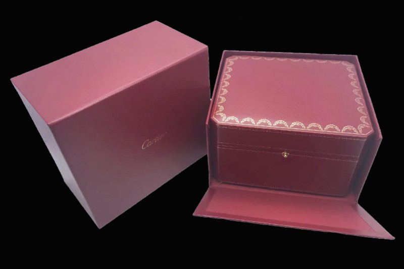 Cartier - High Quality Dark Red Watch Box Set With Full Set of Pamphlet, Card, and Tag