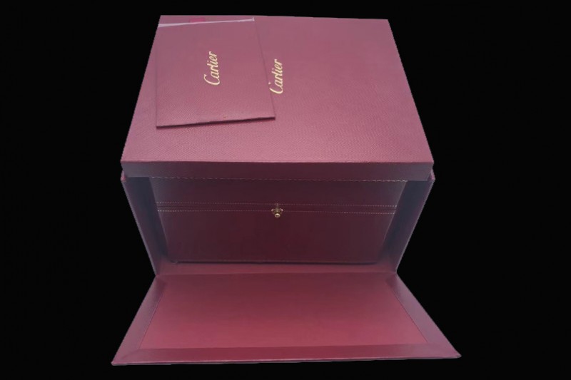 Cartier - High Quality Dark Red Watch Box Set With Full Set of Pamphlet, Card, and Tag