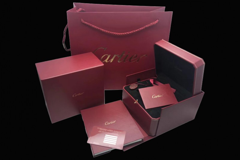 Cartier - High Quality Dark Red Watch Box Set With Full Set of Pamphlet, Card, and Tag