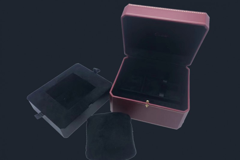 Cartier - High Quality Dark Red Watch Box Set With Full Set of Pamphlet, Card, and Tag