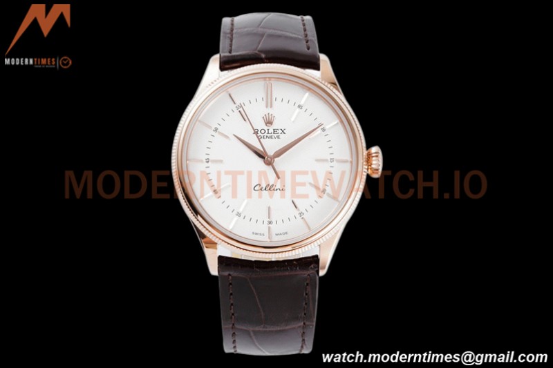 Rolex - Cellini Time 50505 39mm RG/LE White Stk KZF Asia 3132