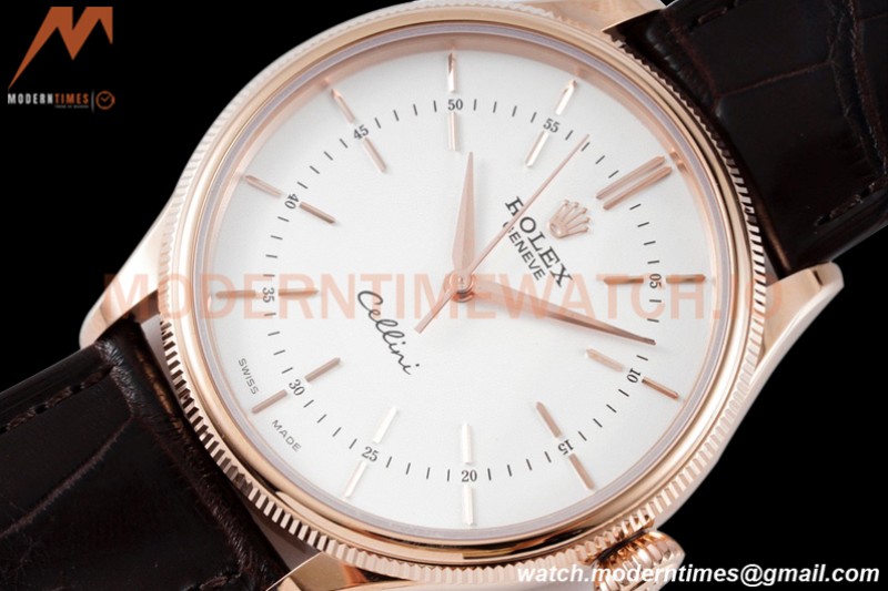 Rolex - Cellini Time 50505 39mm RG/LE White Stk KZF Asia 3132