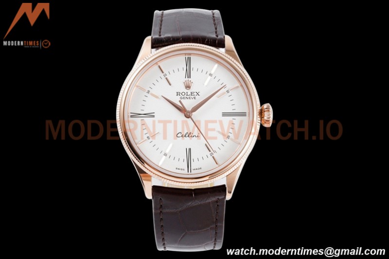 Rolex - Cellini Time 50505 39mm RG/LE White Rmn KZF Asia 3132