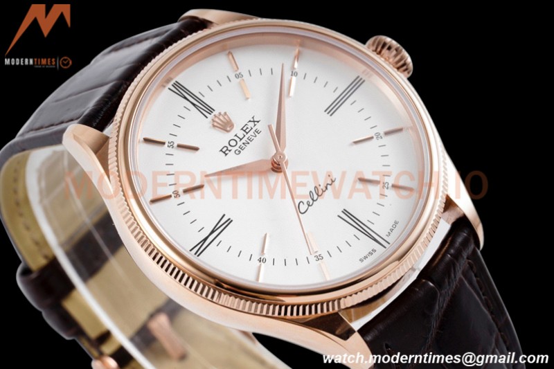 Rolex - Cellini Time 50505 39mm RG/LE White Rmn KZF Asia 3132