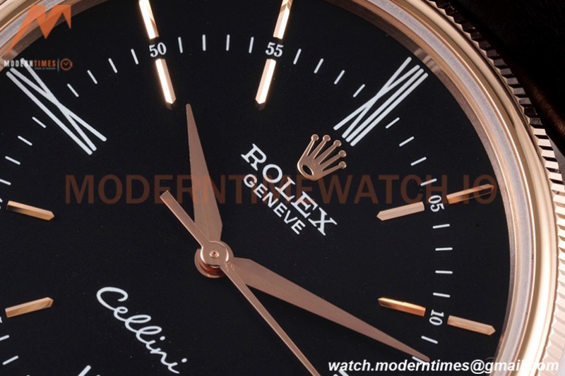 Rolex - Cellini Time 50505 39mm RG/LE Black Rmn KZF Asia 3132