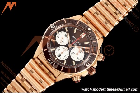 Breitling - Super Chronomat B01 44mm RG/RG Brown Dial TF A7750 Mod | 브라이틀링 - 슈퍼 크로노맷 B01 44mm RG/RG 브라운 다이얼 TF A7750 모드