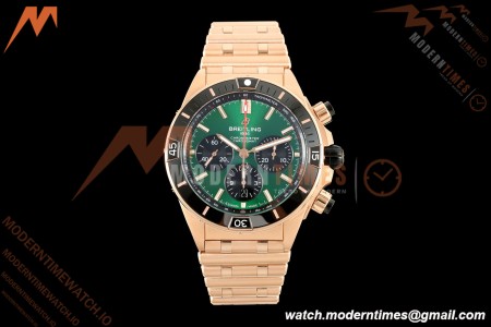 Breitling - Super Chronomat B01 44mm RG/RG Green Dial TF A7750 Mod | 브라이틀링 - 슈퍼 크로노맷 B01 44mm RG/RG 그린 다이얼 TF A7750 모드