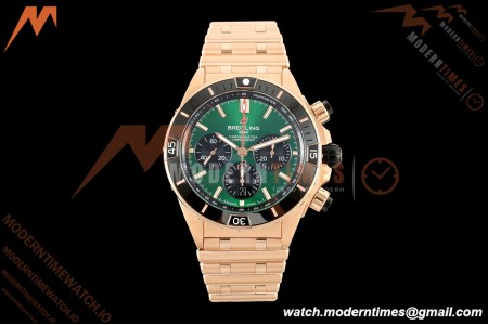 Breitling - Super Chronomat B01 44mm RG/RG Green Dial TF A7750 Mod | 브라이틀링 - 슈퍼 크로노맷 B01 44mm RG/RG 그린 다이얼 TF A7750 모드