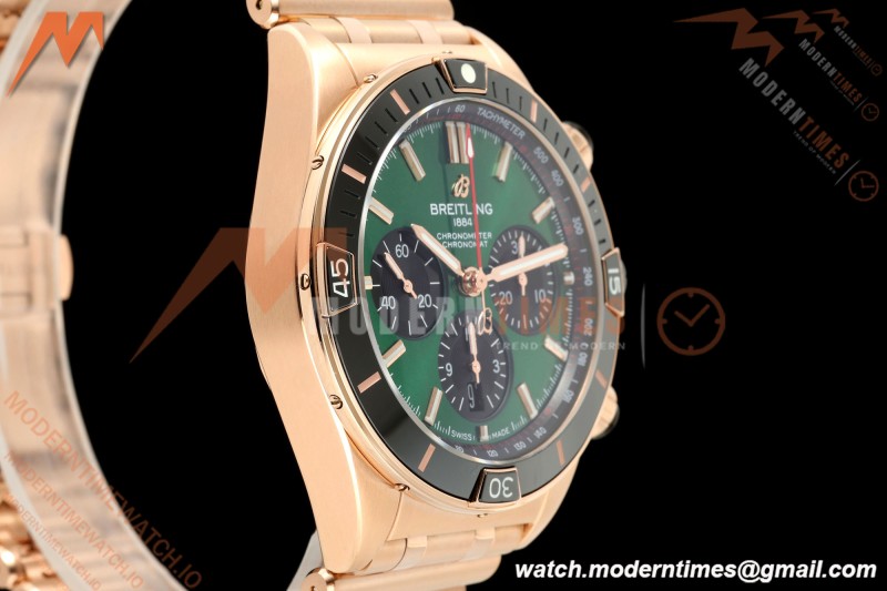 Breitling - Super Chronomat B01 44mm RG/RG Green Dial TF A7750 Mod