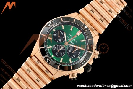 Breitling - Super Chronomat B01 44mm RG/RG Green Dial TF A7750 Mod | 브라이틀링 - 슈퍼 크로노맷 B01 44mm RG/RG 그린 다이얼 TF A7750 모드