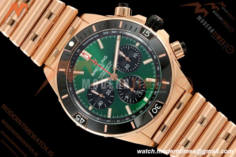 Breitling - Super Chronomat B01 44mm RG/RG Green Dial TF A7750 Mod