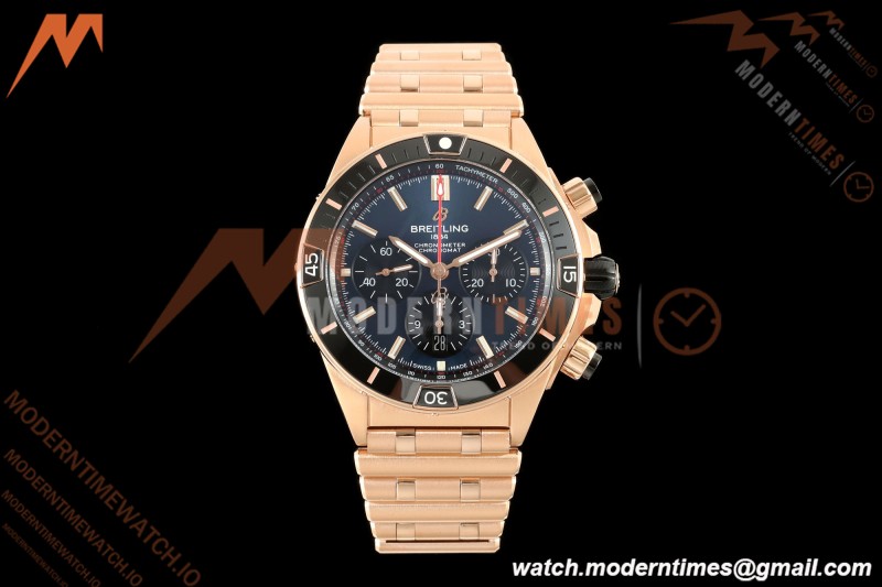 Breitling - Super Chronomat B01 44mm RG/RG Blue Dial TF A7750 Mod | 브라이틀링 - 슈퍼 크로노맷 B01 44mm RG/RG 블루 다이얼 TF A7750 모드