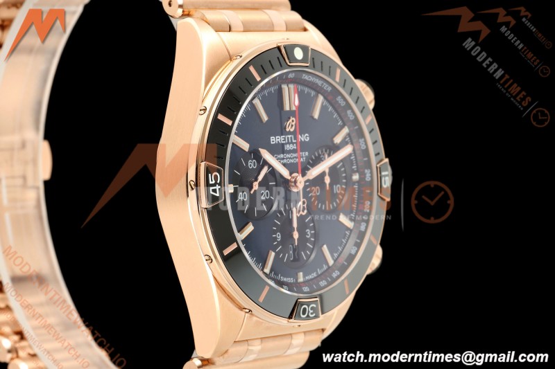 Breitling - Super Chronomat B01 44mm RG/RG Blue Dial TF A7750 Mod | 브라이틀링 - 슈퍼 크로노맷 B01 44mm RG/RG 블루 다이얼 TF A7750 모드