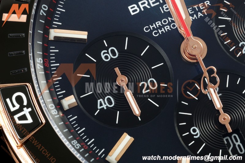 Breitling - Super Chronomat B01 44mm RG/RG Blue Dial TF A7750 Mod | 브라이틀링 - 슈퍼 크로노맷 B01 44mm RG/RG 블루 다이얼 TF A7750 모드