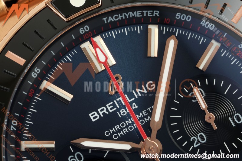 Breitling - Super Chronomat B01 44mm RG/RG Blue Dial TF A7750 Mod | 브라이틀링 - 슈퍼 크로노맷 B01 44mm RG/RG 블루 다이얼 TF A7750 모드