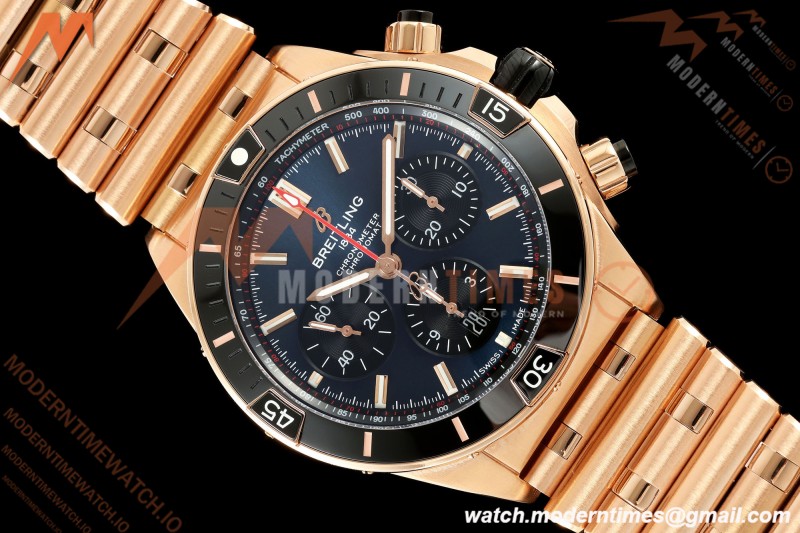 Breitling - Super Chronomat B01 44mm RG/RG Blue Dial TF A7750 Mod | 브라이틀링 - 슈퍼 크로노맷 B01 44mm RG/RG 블루 다이얼 TF A7750 모드