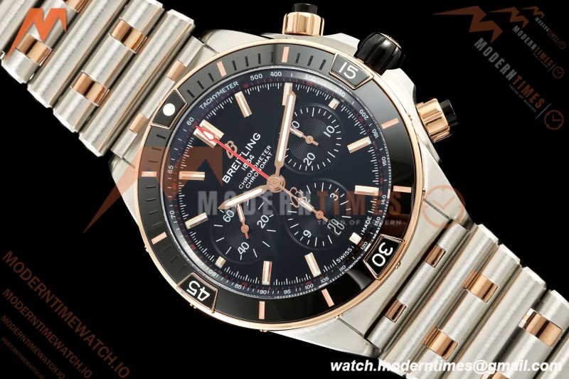 Breitling - Super Chronomat B01 44mm SS/RG Black Dial TF A7750 Mod