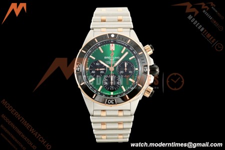 Breitling - Super Chronomat B01 44mm SS/RG Green Dial TF A7750 Mod | 브라이틀링 - 슈퍼 크로노맷 B01 44mm SS/RG 그린 다이얼 TF A7750 모드