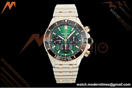 Breitling - Super Chronomat B01 44mm SS/RG Green Dial TF A7750 Mod | 브라이틀링 - 슈퍼 크로노맷 B01 44mm SS/RG 그린 다이얼 TF A7750 모드