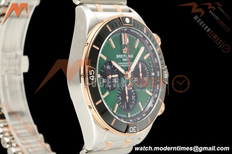 Breitling - Super Chronomat B01 44mm SS/RG Green Dial TF A7750 Mod