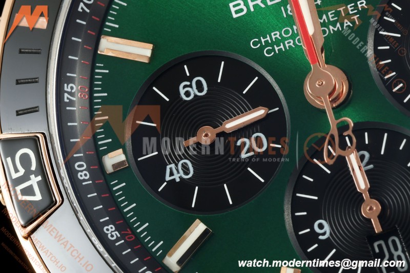 Breitling - Super Chronomat B01 44mm SS/RG Green Dial TF A7750 Mod