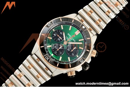 Breitling - Super Chronomat B01 44mm SS/RG Green Dial TF A7750 Mod | 브라이틀링 - 슈퍼 크로노맷 B01 44mm SS/RG 그린 다이얼 TF A7750 모드