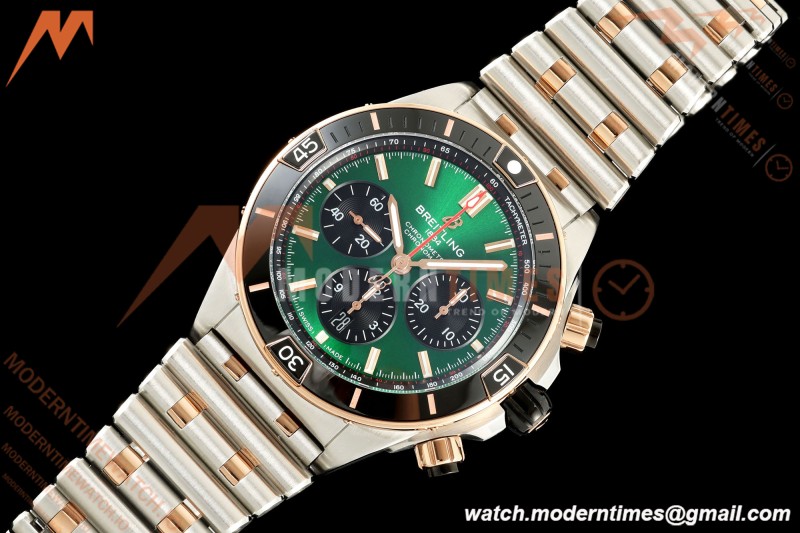 Breitling - Super Chronomat B01 44mm SS/RG Green Dial TF A7750 Mod