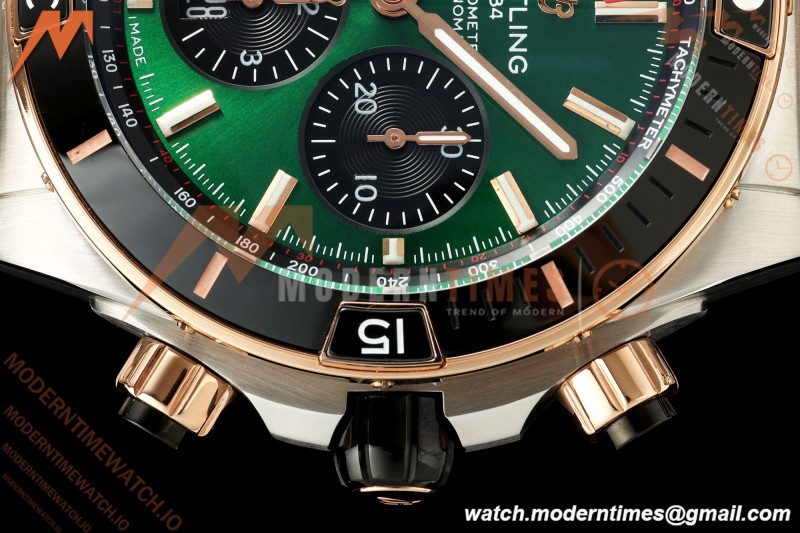 Breitling - Super Chronomat B01 44mm SS/RG Green Dial TF A7750 Mod