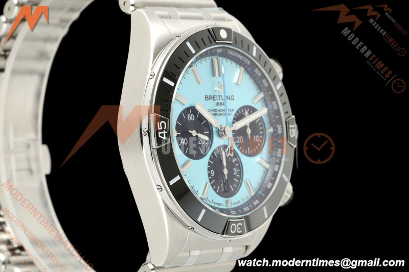 Breitling - Super Chronomat B01 44mm SS/SS Ice Blue Dial TF A7750 Mod | 브라이틀링 - 슈퍼 크로노맷 B01 44mm SS/SS 아이스 블루 다이얼 TF A7750 모드