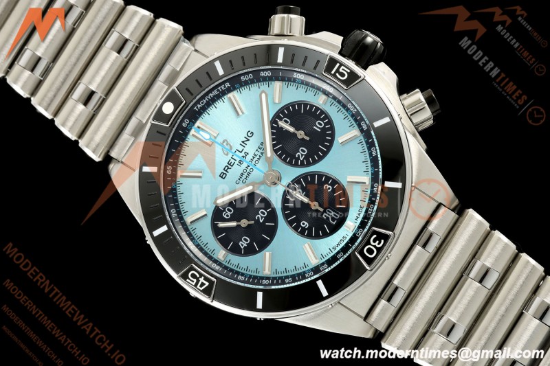 Breitling - Super Chronomat B01 44mm SS/SS Ice Blue Dial TF A7750 Mod | 브라이틀링 - 슈퍼 크로노맷 B01 44mm SS/SS 아이스 블루 다이얼 TF A7750 모드