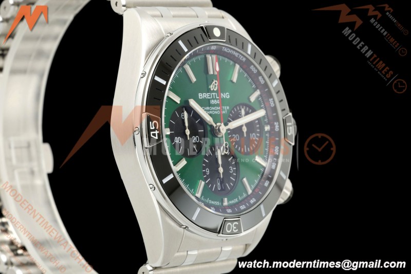 Breitling - Super Chronomat B01 44mm SS/SS Ice Green Dial TF A7750 Mod | 브라이틀링 - 슈퍼 크로노맷 B01 44mm SS/SS 아이스 그린 다이얼 TF A7750 모드