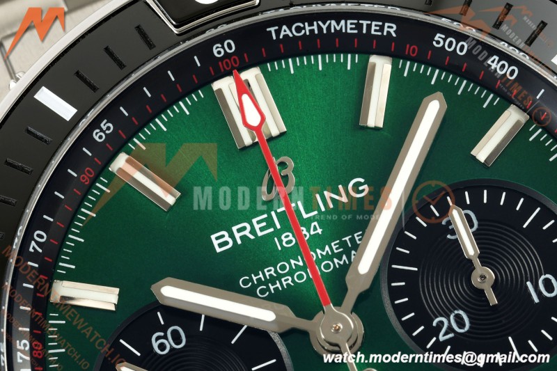 Breitling - Super Chronomat B01 44mm SS/SS Ice Green Dial TF A7750 Mod | 브라이틀링 - 슈퍼 크로노맷 B01 44mm SS/SS 아이스 그린 다이얼 TF A7750 모드