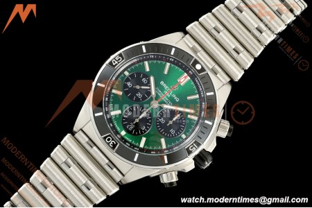 Breitling - Super Chronomat B01 44mm SS/SS Ice Green Dial TF A7750 Mod | 브라이틀링 - 슈퍼 크로노맷 B01 44mm SS/SS 아이스 그린 다이얼 TF A7750 모드