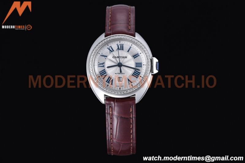 Cartier - Cle De Cartier 31mm Diamond SS/LE White/Rmn Red Strap RXWF Swiss Eta2671