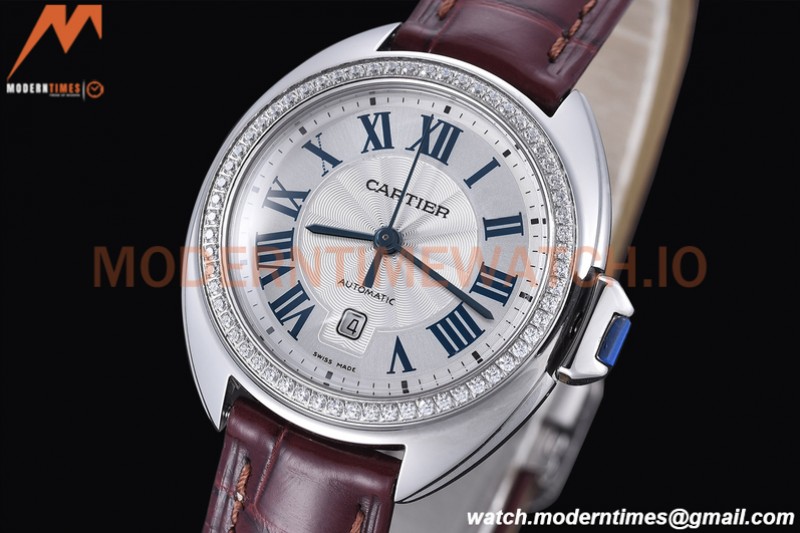 Cartier - Cle De Cartier 31mm Diamond SS/LE White/Rmn Red Strap RXWF Swiss Eta2671