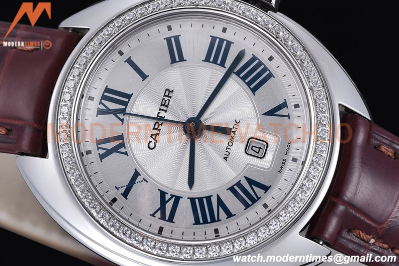 Cartier - Cle De Cartier 31mm Diamond SS/LE White/Rmn Red Strap RXWF Swiss Eta2671