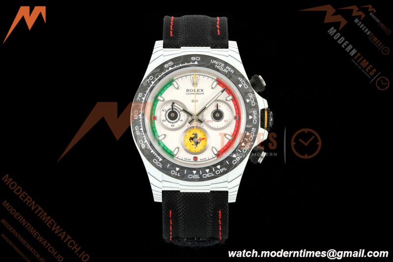 Rolex - Daytona 40mm DiW Ferrari Edition White Carbon Fiber FC/NY Red/Grn/Yelw White Italy Dial DIWF DD4801 | 롤렉스 - 데이토나 40mm DiW 페라리 에디션 화이트 카본 파이버 FC/NY 레드/그린/옐로우 화이트 이탈리아 다이얼 DIWF DD4801
